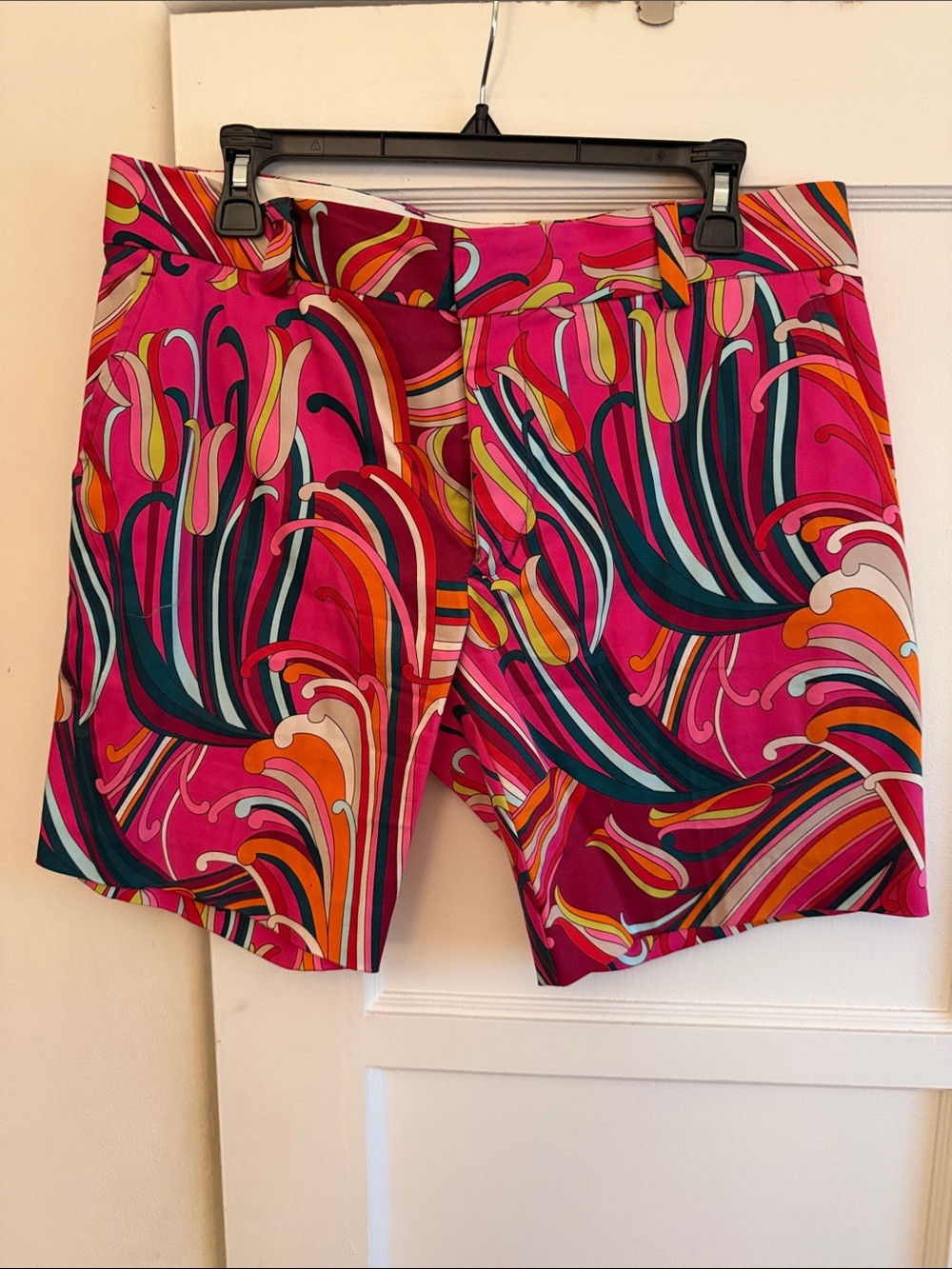 Men’s Pink Multi-Color Flat Front Shorts